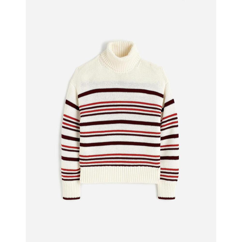 NWT Madewell Ribbed Cotton Turtleneck Sweater in Stripe - MSRP $118 - Size XS - Picture 4 of 4